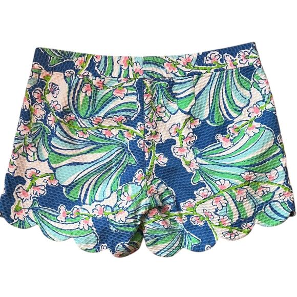 Lilly Pulitzer Buttercup Short Bay Blue Coasting Floral Scalloped Hem Women's 2 - Picture 6 of 6